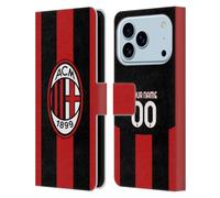 Head Case Designs Officially Licensed Custom Customised Personalised AC Milan Home 2026/27 Crest Kit Leather Wallet Case Compatible With Apple iPhone 17 Pro