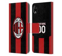 Head Case Designs Officially Licensed Custom Customised Personalised AC Milan Home 2026/27 Crest Kit Leather Wallet Case Compatible With Apple iPhone XR