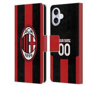 Head Case Designs Officially Licensed Custom Customised Personalised AC Milan Home 2026/27 Crest Kit Leather Wallet Case Compatible With Apple iPhone 16 Plus