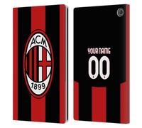 Head Case Designs Officially Licensed Custom Customised Personalised AC Milan Home 2026/27 Crest Kit Leather Wallet Case Compatible With Amazon Fire Max 11 2023