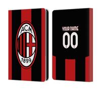 Head Case Designs Officially Licensed Custom Customised Personalised AC Milan Home 2026/27 Crest Kit Leather Wallet Case Compatible With Amazon Kindle 11th Gen (2024)