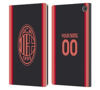 Head Case Designs Officially Licensed Custom Customised Personalised AC Milan Third 2026/27 Crest Kit Leather Wallet Case Compatible With Amazon Fire Max 11 2023