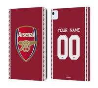 Head Case Designs Officially Licensed Custom Customised Personalised Arsenal FC Home 2022/23 Kit Leather Wallet Case Compatible With Apple iPad Air 11 2020/2022/2024/2025