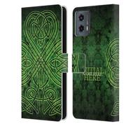 Head Case Designs Officially Licensed Custom Customised Personalised Brigid Ashwood Irish Shamrock Name and Initial Leather Book Wallet Case Cover Compatible With Motorola Moto G (2023)