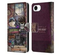 Head Case Designs Officially Licensed Custom Customised Personalised Brigid Ashwood Storytime Cats And Books Name and Initial Leather Book Wallet Case Cover Compatible With Apple iPhone 16e