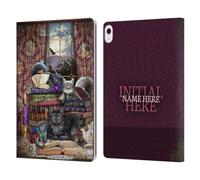 Head Case Designs Officially Licensed Custom Customised Personalised Brigid Ashwood Storytime Cats And Books Name and Initial Leather Wallet Case Compatible With Apple iPad Air 13 2024/2025