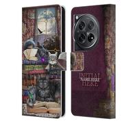 Head Case Designs Officially Licensed Custom Customised Personalised Brigid Ashwood Storytime Cats And Books Name and Initial Leather Book Wallet Case Cover Compatible With OnePlus 12