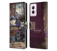 Head Case Designs Officially Licensed Custom Customised Personalised Brigid Ashwood Storytime Cats And Books Name and Initial Leather Book Wallet Case Compatible With Motorola Moto G Power (2024)