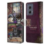 Head Case Designs Officially Licensed Custom Customised Personalised Brigid Ashwood Storytime Cats And Books Name and Initial Leather Book Wallet Case Cover Compatible With Motorola Edge (2024)