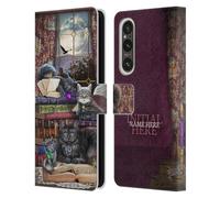 Head Case Designs Officially Licensed Custom Customised Personalised Brigid Ashwood Storytime Cats And Books Name and Initial Leather Book Wallet Case Cover Compatible With Sony Xperia 1 V 5G