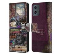 Head Case Designs Officially Licensed Custom Customised Personalised Brigid Ashwood Storytime Cats And Books Name and Initial Leather Book Wallet Case Cover Compatible With Motorola Moto G (2023)