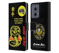 Head Case Designs Officially Licensed Custom Customised Personalised Cobra Kai Name In Strike Logo Art Leather Book Wallet Case Cover Compatible With Motorola Edge (2024)