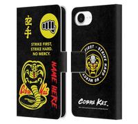 Head Case Designs Officially Licensed Custom Customised Personalised Cobra Kai Name In Strike Logo Art Leather Book Wallet Case Cover Compatible With Apple iPhone 16e