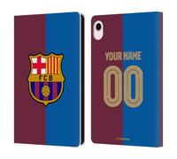 Head Case Designs Officially Licensed Custom Customised Personalised FC Barcelona Home 2024/25 Kit Leather Wallet Case Compatible With Apple iPad mini (2021/2024)