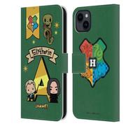 Head Case Designs Officially Licensed Custom Customised Personalised Harry Potter Name Slytherin Deathly Hallows L Leather Wallet Case Compatible With Apple iPhone 15 Plus