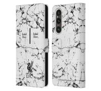 Head Case Designs Officially Licensed Custom Customised Personalised Liverpool Football Club Liver Bird Marble Logo 1 Leather Book Wallet Case Cover Compatible With Sony Xperia 1 V 5G