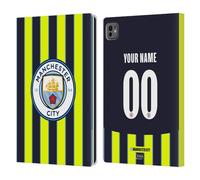 Head Case Designs Officially Licensed Custom Customised Personalised Manchester City Man City FC Away 2024/25 Badge Kit Leather Wallet Case Compatible With Apple iPad Pro 11 M4/M5 2024/2025