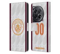 Head Case Designs Officially Licensed Custom Customised Personalised Manchester City Man City FC Away 2023/24 Badge Kit Leather Book Wallet Case Cover Compatible With OnePlus 12