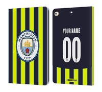 Head Case Designs Officially Licensed Custom Customised Personalised Manchester City Man City FC Away 2024/25 Badge Kit Leather Wallet Case Compatible With Apple iPad 9.7 2017 / iPad 9.7 2018