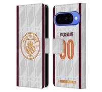 Head Case Designs Officially Licensed Custom Customised Personalised Manchester City Man City FC Away 2023/24 Badge Kit Leather Wallet Case Compatible With Google Pixel 10