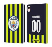 Head Case Designs Officially Licensed Custom Customised Personalised Manchester City Man City FC Away 2024/25 Badge Kit Leather Wallet Case Compatible With Apple iPad mini (2021/2024)
