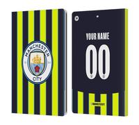 Head Case Designs Officially Licensed Custom Customised Personalised Manchester City Man City FC Away 2024/25 Badge Kit Leather Wallet Case Compatible With Apple iPad 10.2 2019/2020/2021