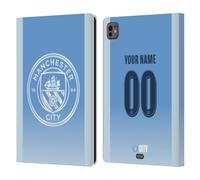 Head Case Designs Officially Licensed Custom Customised Personalised Manchester City Man City FC Home 2026/27 Badge Kit Leather Wallet Case Compatible With Apple iPad Pro 11 M4/M5 2024/2025