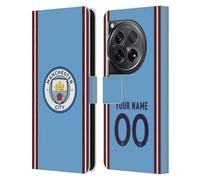 Head Case Designs Officially Licensed Custom Customised Personalised Manchester City Man City FC Home 2022/23 Badge Kit Leather Book Wallet Case Cover Compatible With OnePlus 12