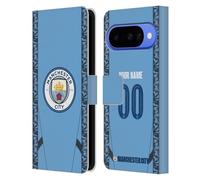Head Case Designs Officially Licensed Custom Customised Personalised Manchester City Man City FC Home 2024/25 Badge Kit Leather Wallet Case Compatible With Google Pixel 10