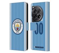 Head Case Designs Officially Licensed Custom Customised Personalised Manchester City Man City FC Home 2023/24 Badge Kit Leather Book Wallet Case Cover Compatible With OnePlus 12