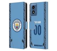 Head Case Designs Officially Licensed Custom Customised Personalised Manchester City Man City FC Home 2024/25 Badge Kit Leather Book Wallet Case Cover Compatible With Motorola Moto G Play (2024)