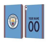 Head Case Designs Officially Licensed Custom Customised Personalised Manchester City Man City FC Home 2022/23 Badge Kit Leather Wallet Case Compatible With Apple iPad Air 13 2024/2025
