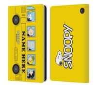Head Case Designs Officially Licensed Custom Customised Personalised Peanuts Yellow Bus Art Leather Wallet Case Compatible With Amazon Fire 7 2022