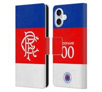 Head Case Designs Officially Licensed Custom Customised Personalised Rangers FC Away 2025/26 Kit Leather Wallet Case Compatible With Apple iPhone 16 Plus