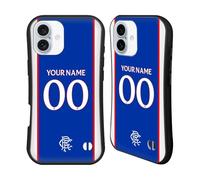 Head Case Designs Officially Licensed Custom Customised Personalised Rangers FC Home 2025/26 Kit Hybrid Case Compatible With Apple iPhone 16 Plus