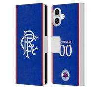 Head Case Designs Officially Licensed Custom Customised Personalised Rangers FC Home 2025/26 Kit Leather Wallet Case Compatible With Apple iPhone 16 Plus
