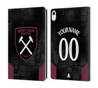 Head Case Designs Officially Licensed Custom Customised Personalised West Ham United FC Away 2024/25 Kit Leather Wallet Case Compatible With Apple iPad 10.9 2022/2025