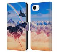 Head Case Designs Officially Licensed Dave Loblaw Cloud Rays Rainbow Sci-Fi And Surreal Leather Wallet Case Compatible With Apple iPhone 16e