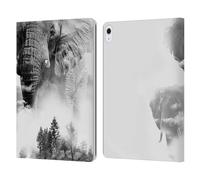 Head Case Designs Officially Licensed Dave Loblaw Elephants In The Mist Forest & Space Leather Wallet Case Compatible With Apple iPad Air 13 2024/2025