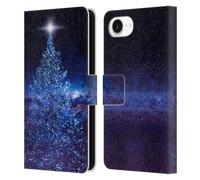 Head Case Designs Officially Licensed Dave Loblaw Starry Night Christmas Tree Sci-Fi And Surreal Leather Wallet Case Compatible With Apple iPhone 16e