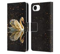 Head Case Designs Officially Licensed Dave Loblaw Swan Lake Reflections Animals Leather Wallet Case Compatible With Apple iPhone 16e