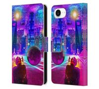 Head Case Designs Officially Licensed Dave Loblaw Synthwave Street Sci-Fi And Surreal Leather Wallet Case Compatible With Apple iPhone 16e
