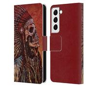 Head Case Designs Officially Licensed David Lozeau Native American Colourful Grunge Leather Wallet Case Compatible With Samsung Galaxy S22 5G