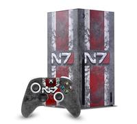 Head Case Designs Officially Licensed EA Bioware Mass Effect N7 Logo Distressed Graphics Game Console Wrap and Game Controller Skin Bundle Compatible With Xbox Series X