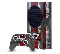 Head Case Designs Officially Licensed EA Bioware Mass Effect N7 Logo Distressed Graphics Game Console Wrap and Game Controller Skin Bundle Compatible With Xbox Series S Console & Controller Bundle