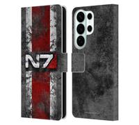 Head Case Designs Officially Licensed EA Bioware Mass Effect N7 Logo Distressed Graphics Leather Wallet Case Compatible With Samsung Galaxy S26 Ultra