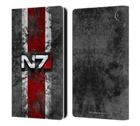 Head Case Designs Officially Licensed EA Bioware Mass Effect N7 Logo Distressed Graphics Leather Wallet Case Compatible With Amazon Fire 7 2022