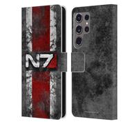 Head Case Designs Officially Licensed EA Bioware Mass Effect N7 Logo Distressed Graphics Leather Wallet Case Compatible With Samsung Galaxy S24 Ultra 5G