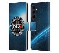 Head Case Designs Officially Licensed EA Bioware Mass Effect N7 Training Program 3 Badges And Logos Leather Wallet Case Compatible With Samsung Galaxy A35 5G