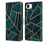 Head Case Designs Officially Licensed Elisabeth Fredriksson Deep Teal Stone Sparkles Leather Wallet Case Compatible With Apple iPhone 16e